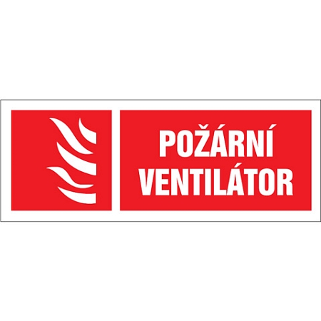 Značka Požární ventilátor, samolepicí fólie, 210 × 80 mm